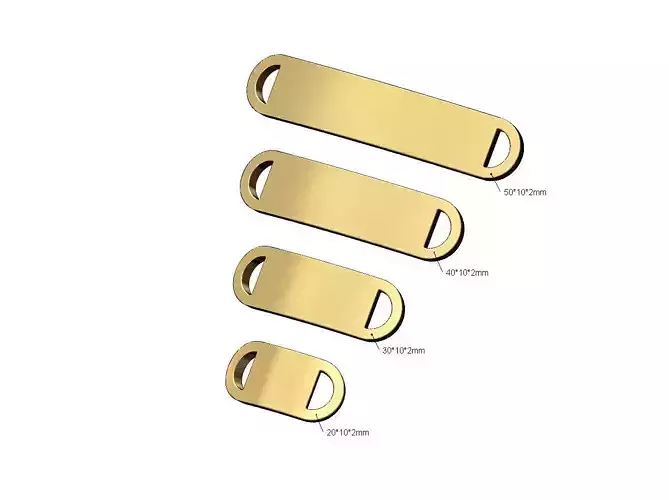 Simple oblong ID bracelet plates miniset