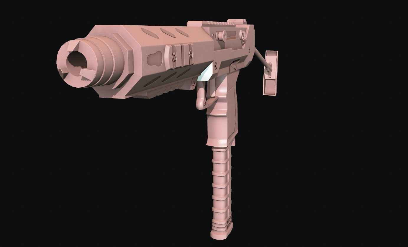 SMG 12 Lowpoly and Highpoly Low-poly 3D model_3