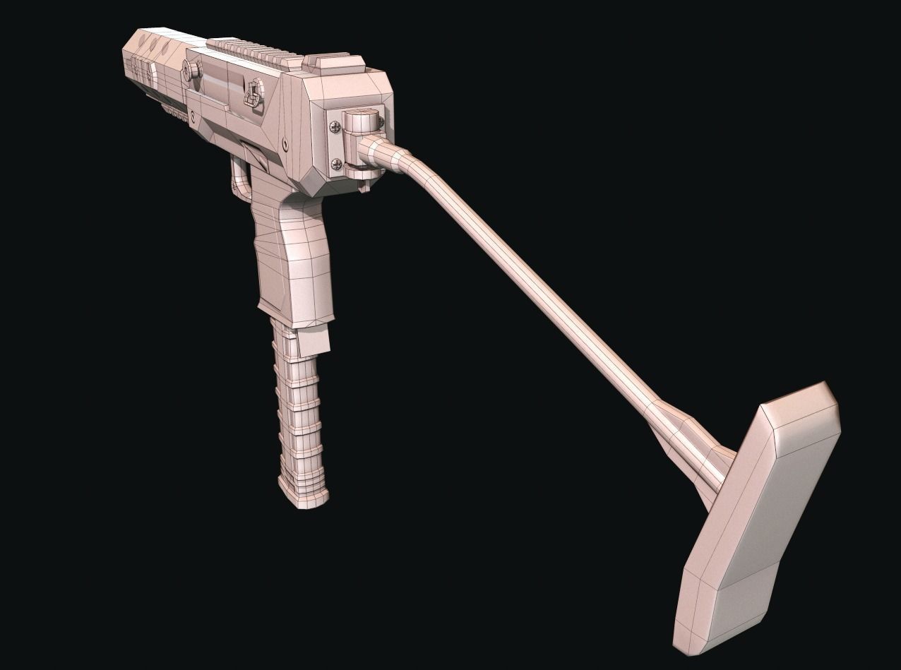 SMG 12 Lowpoly and Highpoly Low-poly 3D model_5