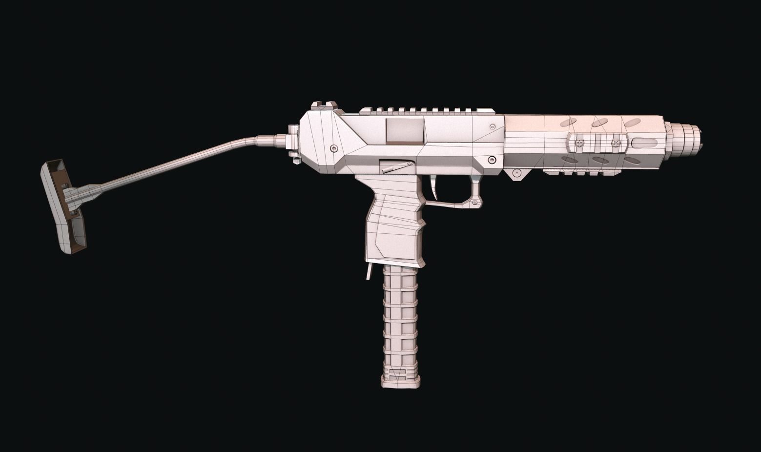 SMG 12 Lowpoly and Highpoly Low-poly 3D model_4