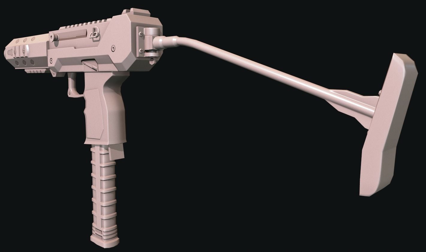 SMG 12 Lowpoly and Highpoly Low-poly 3D model_2