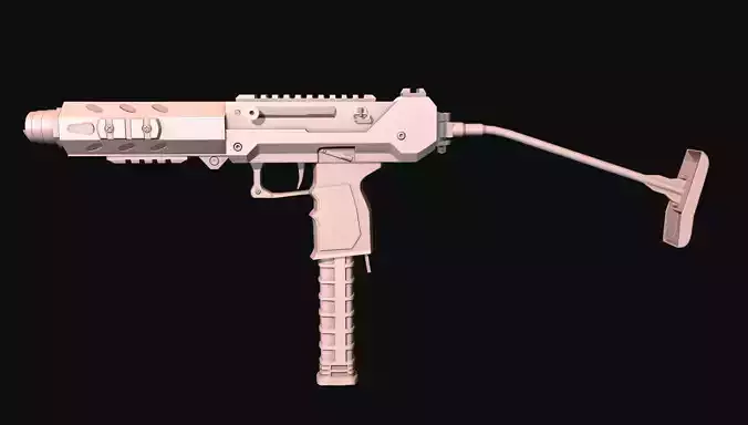 SMG 12 Lowpoly and Highpoly