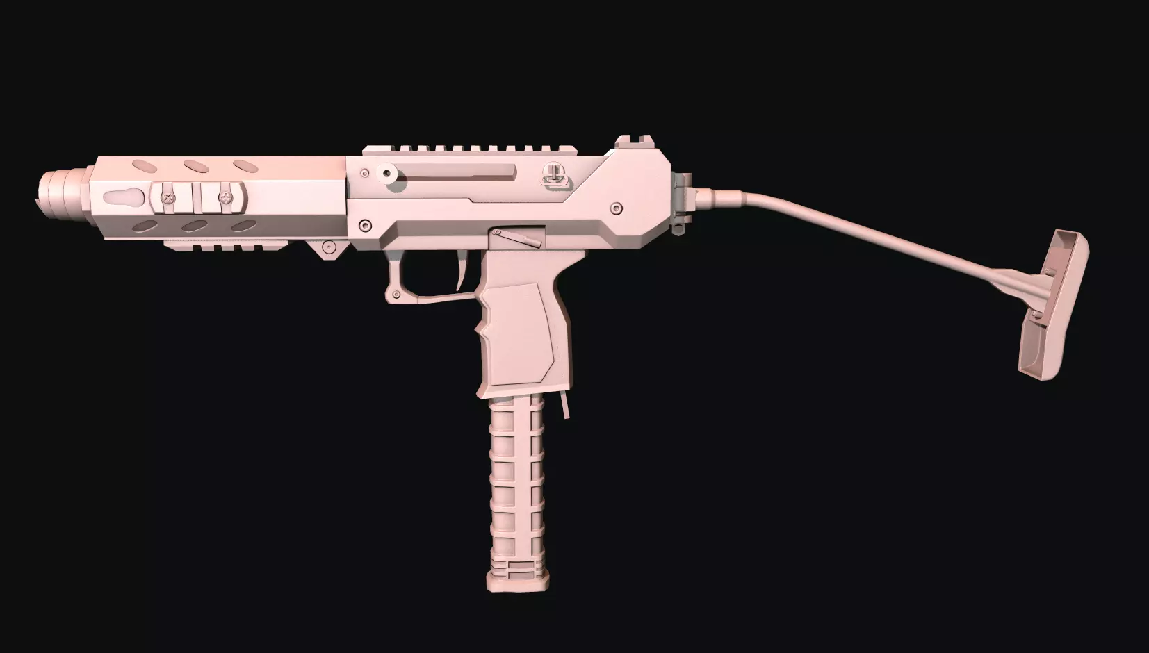 SMG 12 Lowpoly and Highpoly Low-poly 3D model_0