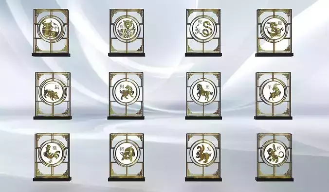 Chinese New Year 12 Zodiac Static Signage Display stand