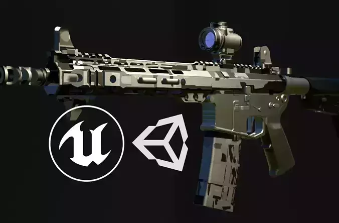 AR-15 riffle Low-poly 3D model