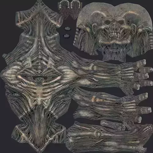 Zombie alien skeleton and other parts