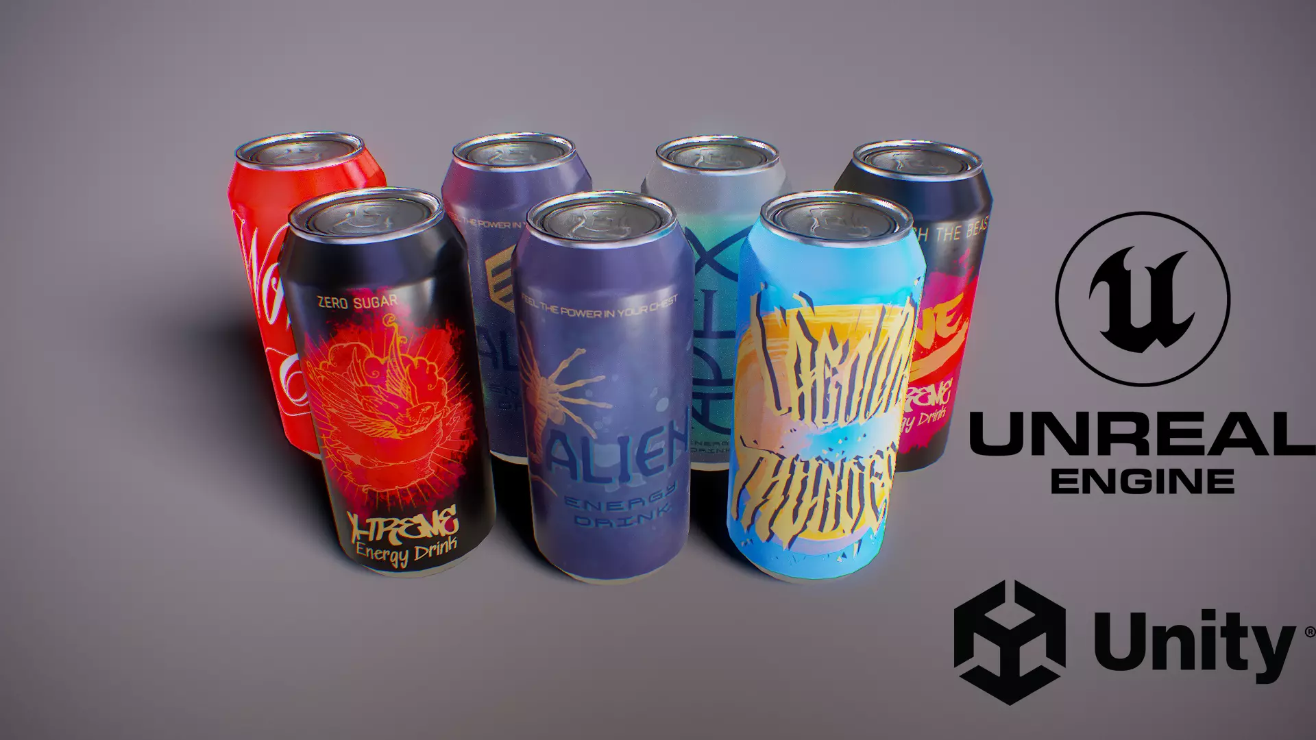 PBR Energy Drink Collection Low-poly 3D model_0