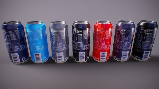 PBR Energy Drink Collection Low-poly 3D model 4