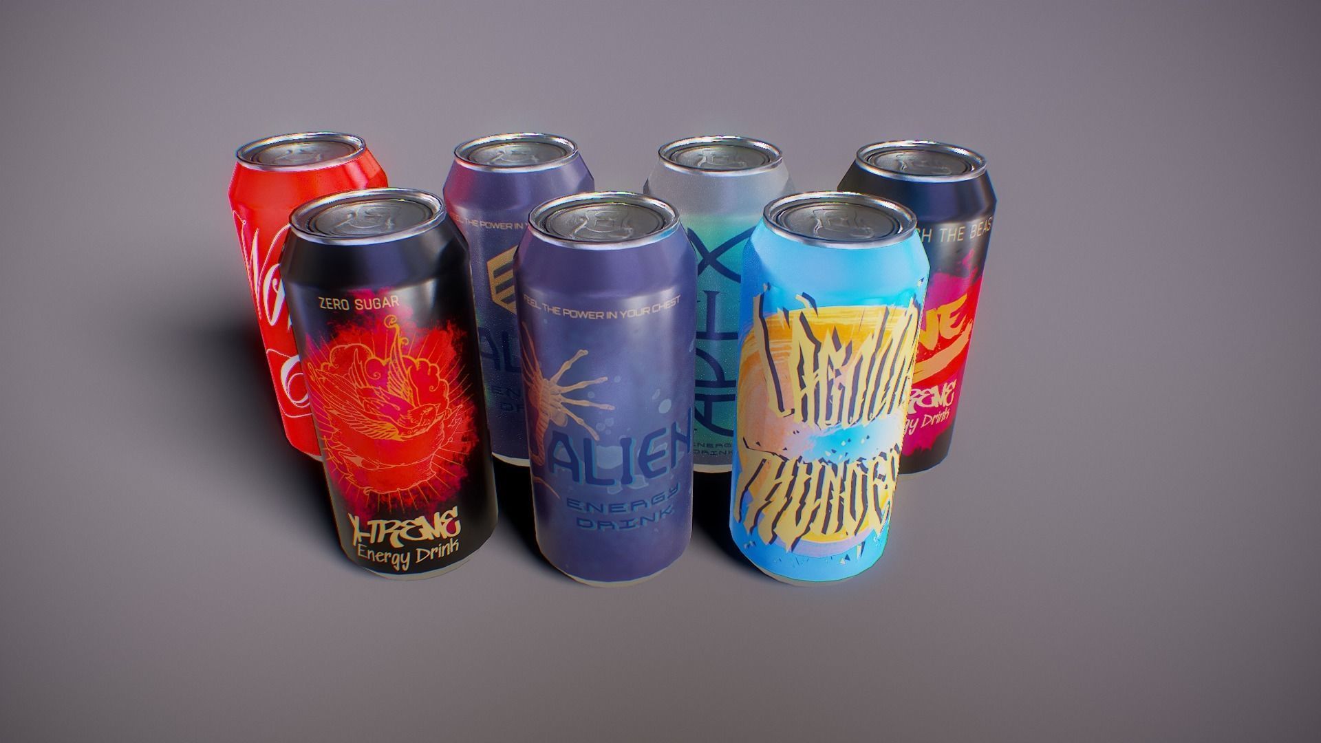 PBR Energy Drink Collection Low-poly 3D model_16