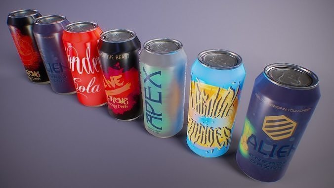 PBR Energy Drink Collection Low-poly 3D model 2