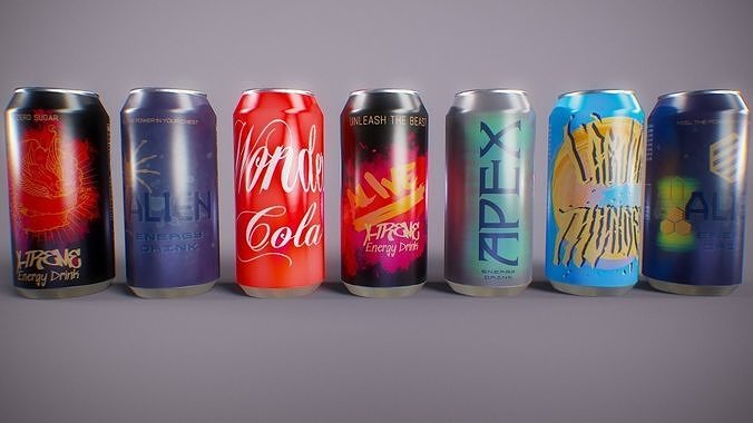 PBR Energy Drink Collection Low-poly 3D model 6