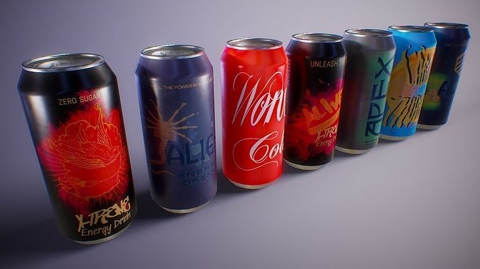 PBR Energy Drink Collection Low-poly 3D model 3