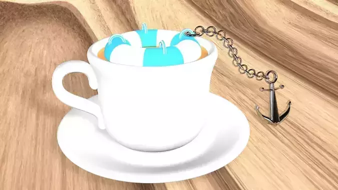 Lifebuoy anchor on chain 3D print model