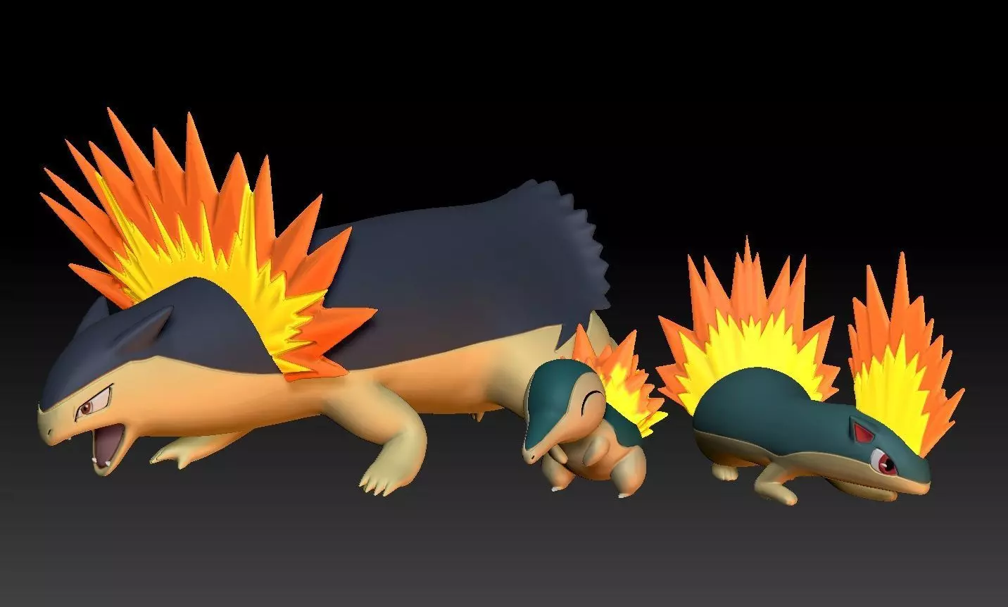 Pokemon Cyndaquil Quilava Typhlosion 3D print model_0