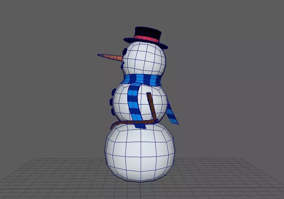 snowman wearing hat and scarf Free low-poly 3D model