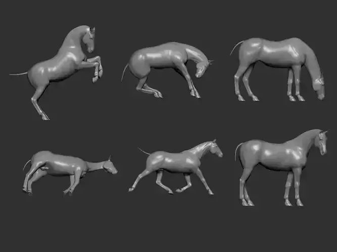 Horse 6 poses 3D print model