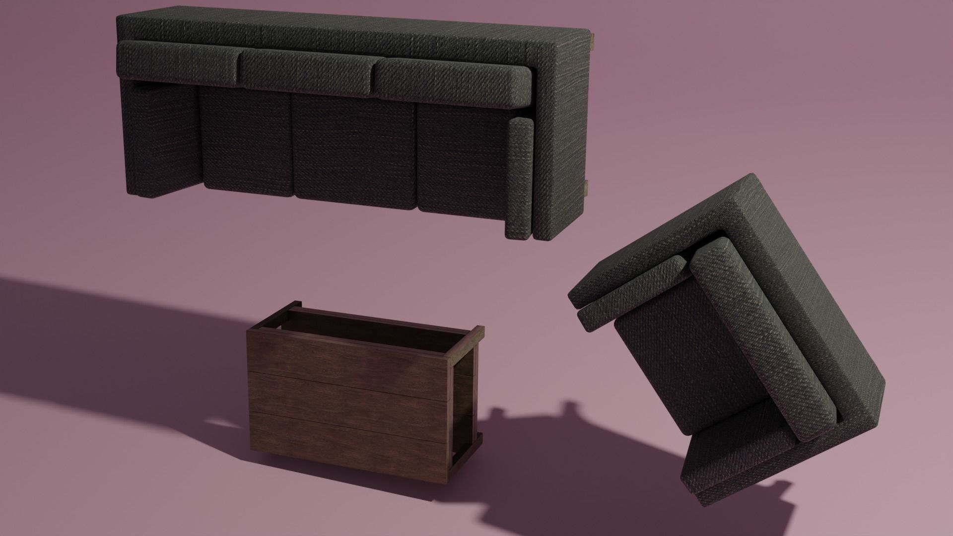 Couch sofa coffee table set 3D model_12