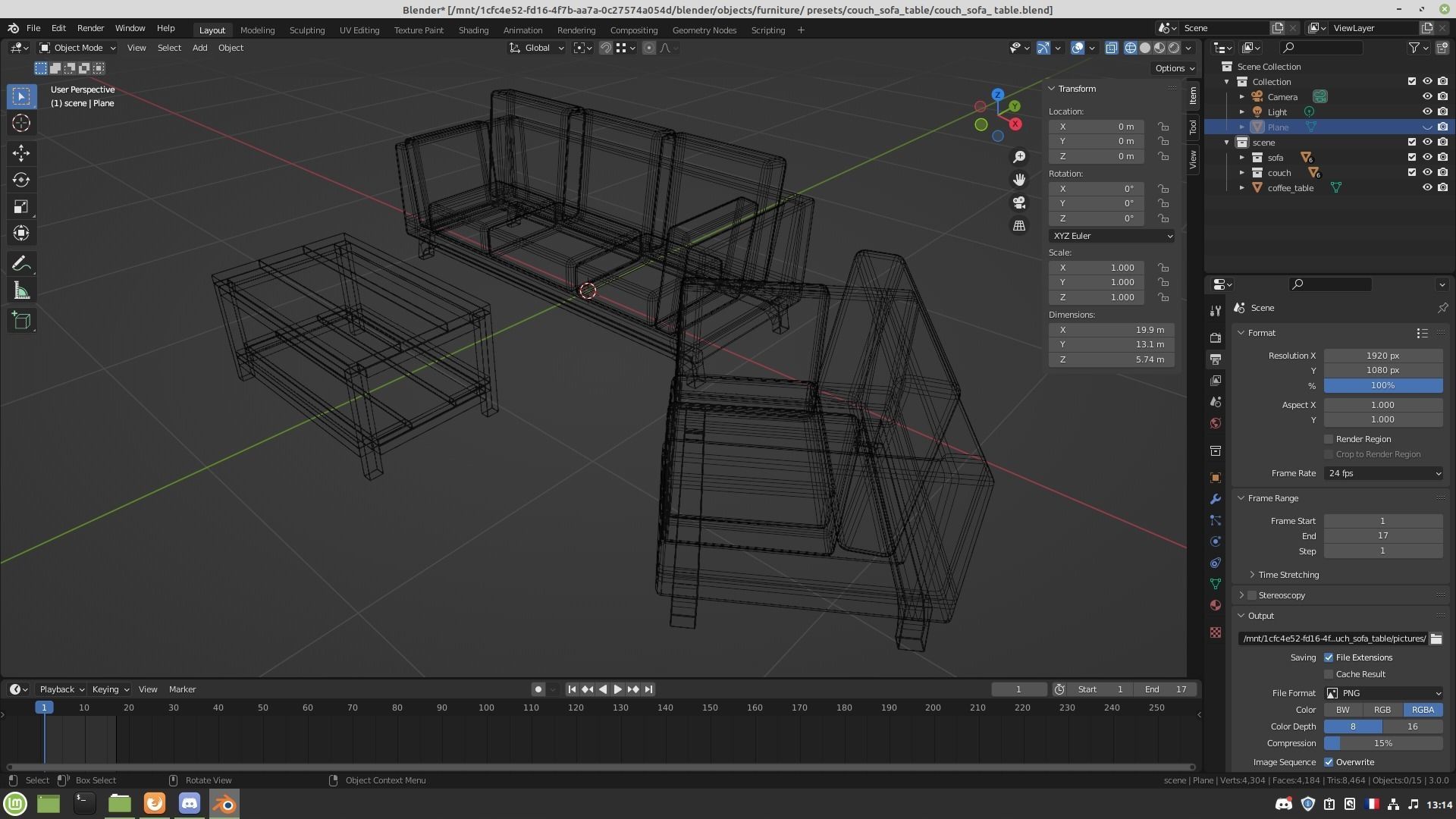Couch sofa coffee table set 3D model_15