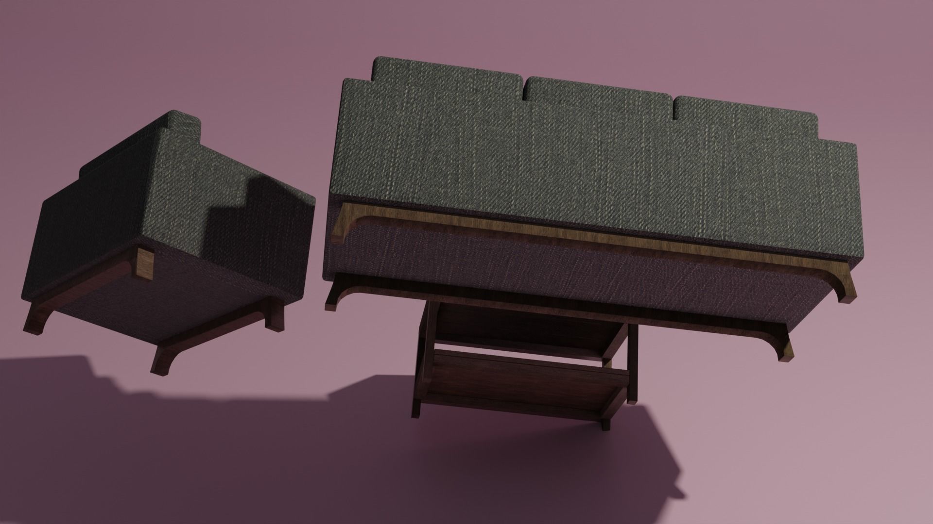 Couch sofa coffee table set 3D model_9