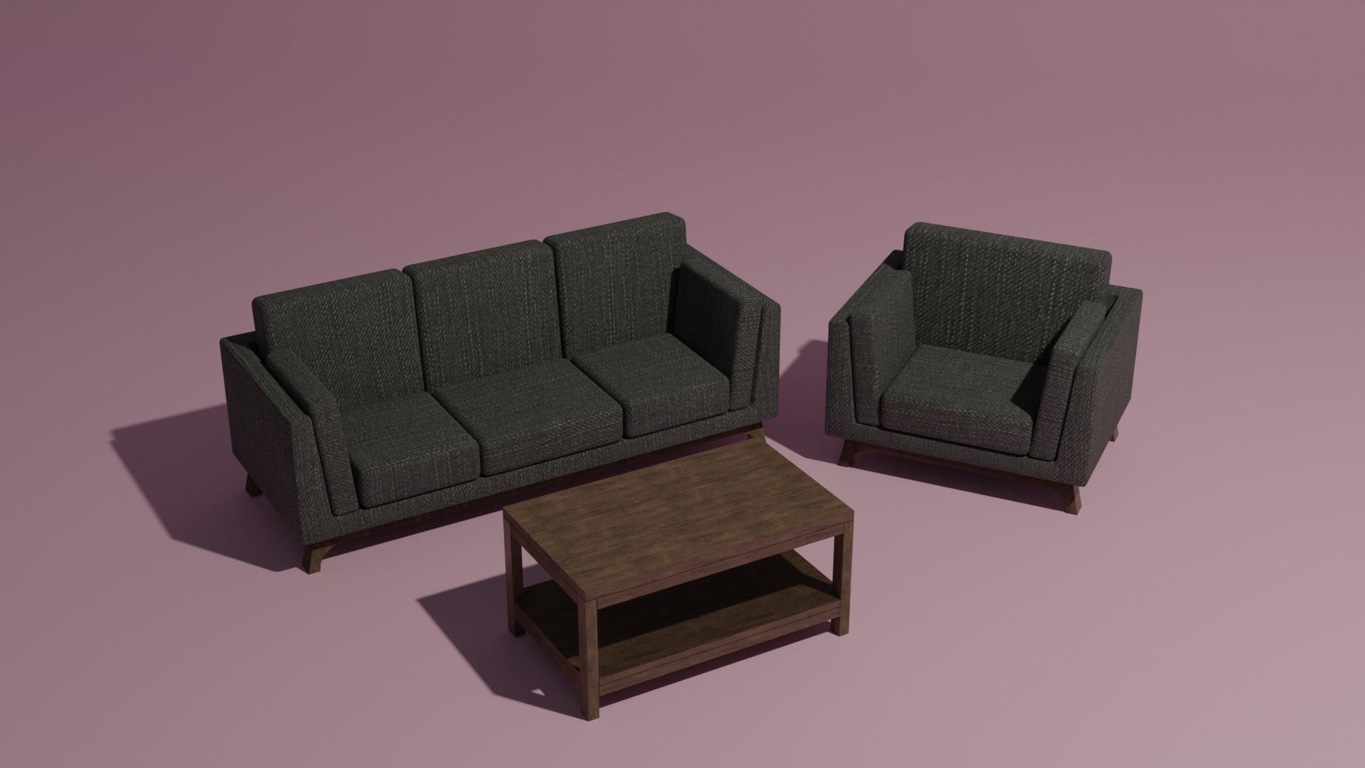 Couch sofa coffee table set 3D model_1