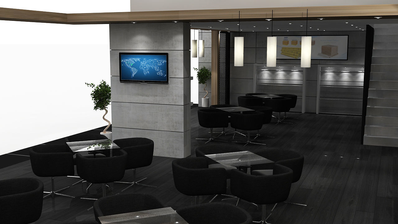 Booth Exhibition Stand 2 Side Open Stall 16x7m 3D model_5