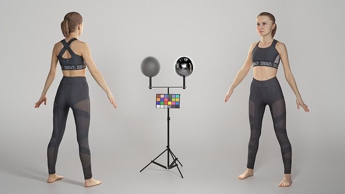 Fitness woman ready for animation 322 Low-poly 3D model
