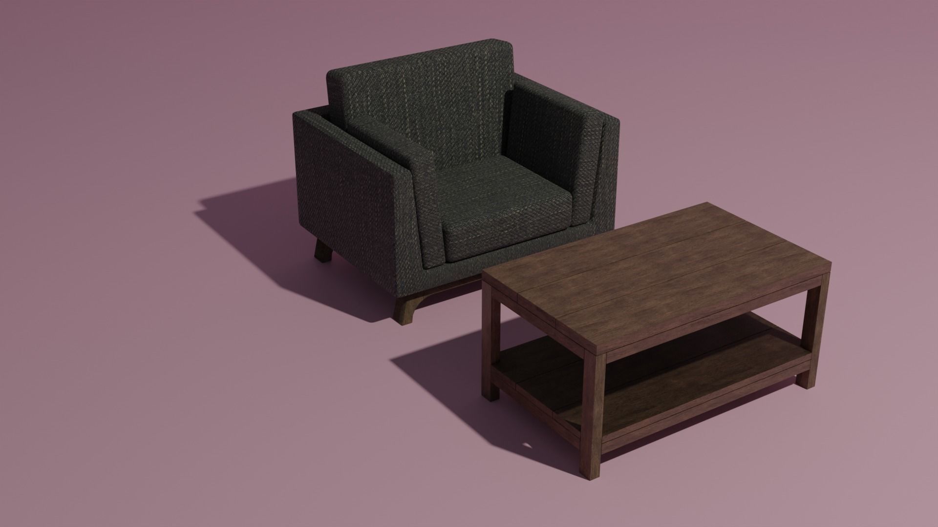 Couch coffee table set 3D model_1
