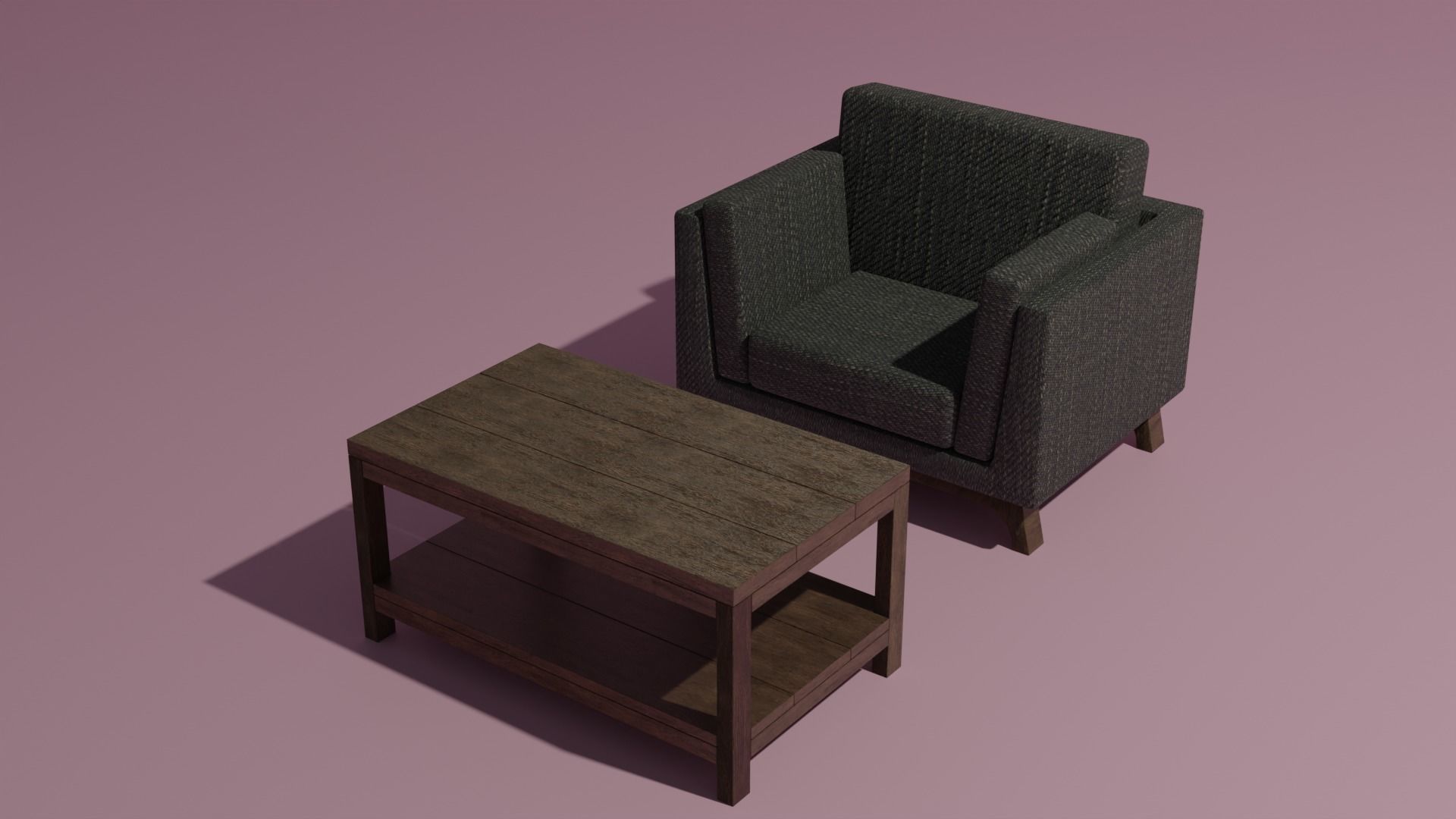 Couch coffee table set 3D model_9