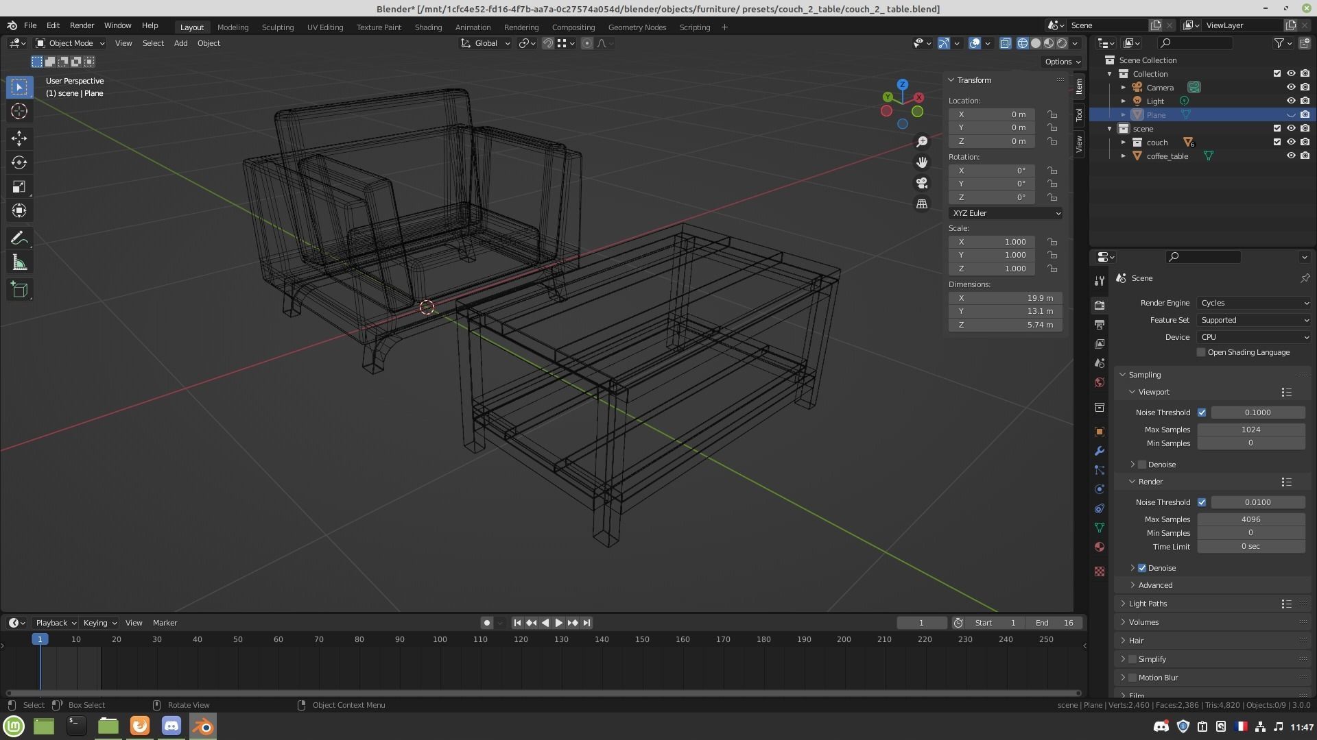 Couch coffee table set 3D model_14
