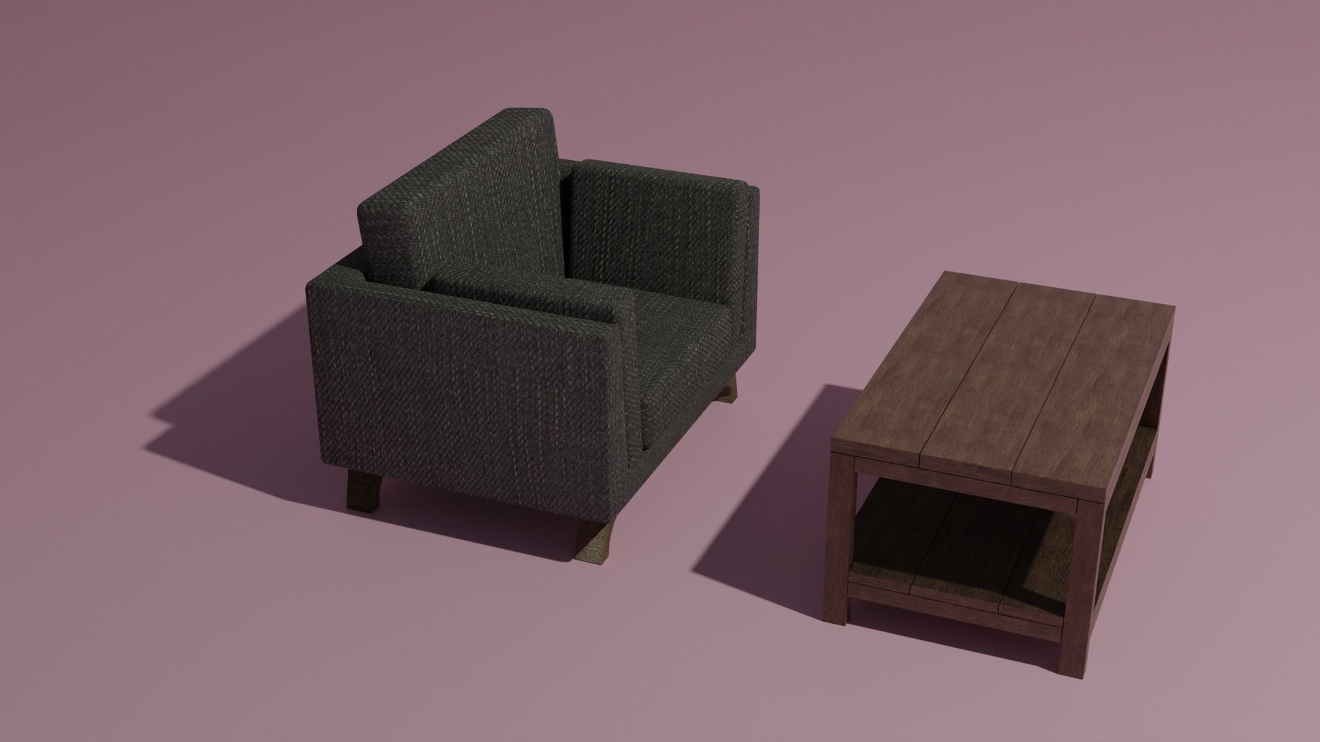 Couch coffee table set 3D model_2