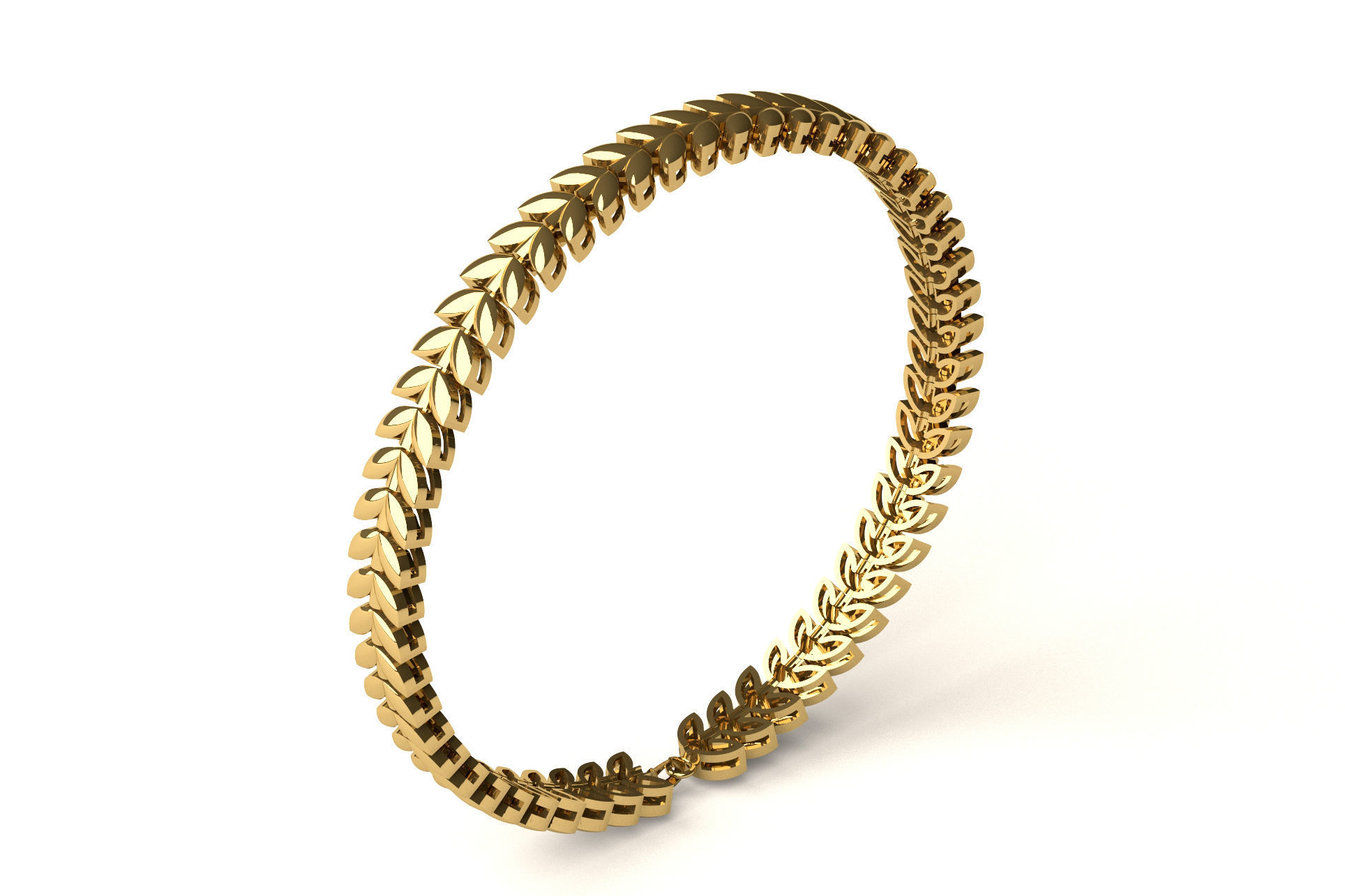 Leaf Link Bracelet B 08 3D print model_1