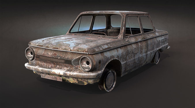 Burnt Retro Car 03 Low-poly 3D model