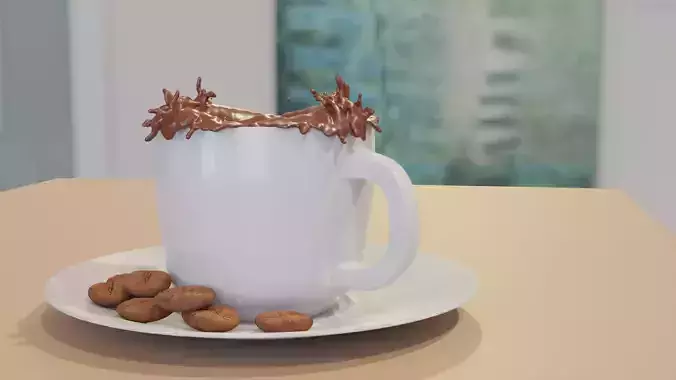 Realistic coffee cup with coffee Free low-poly 3D model