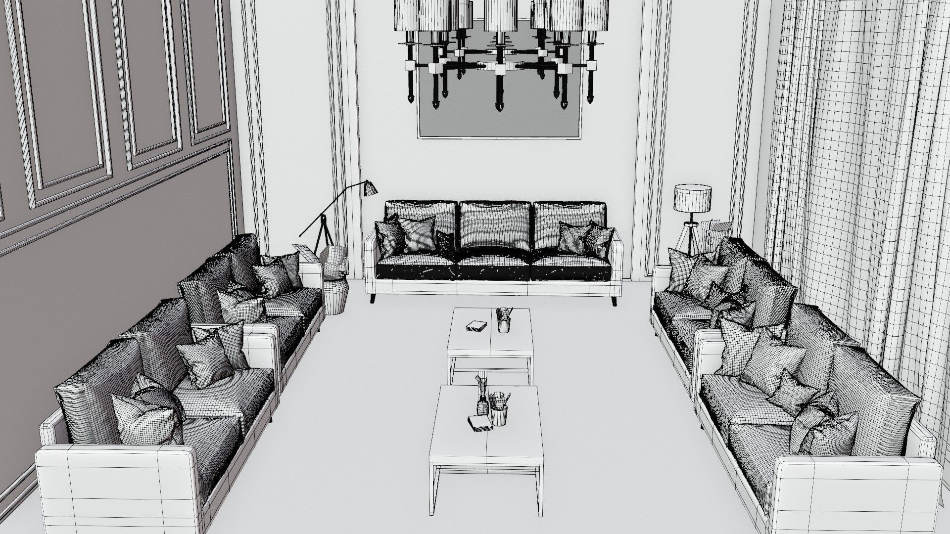 white living room 3D model_12