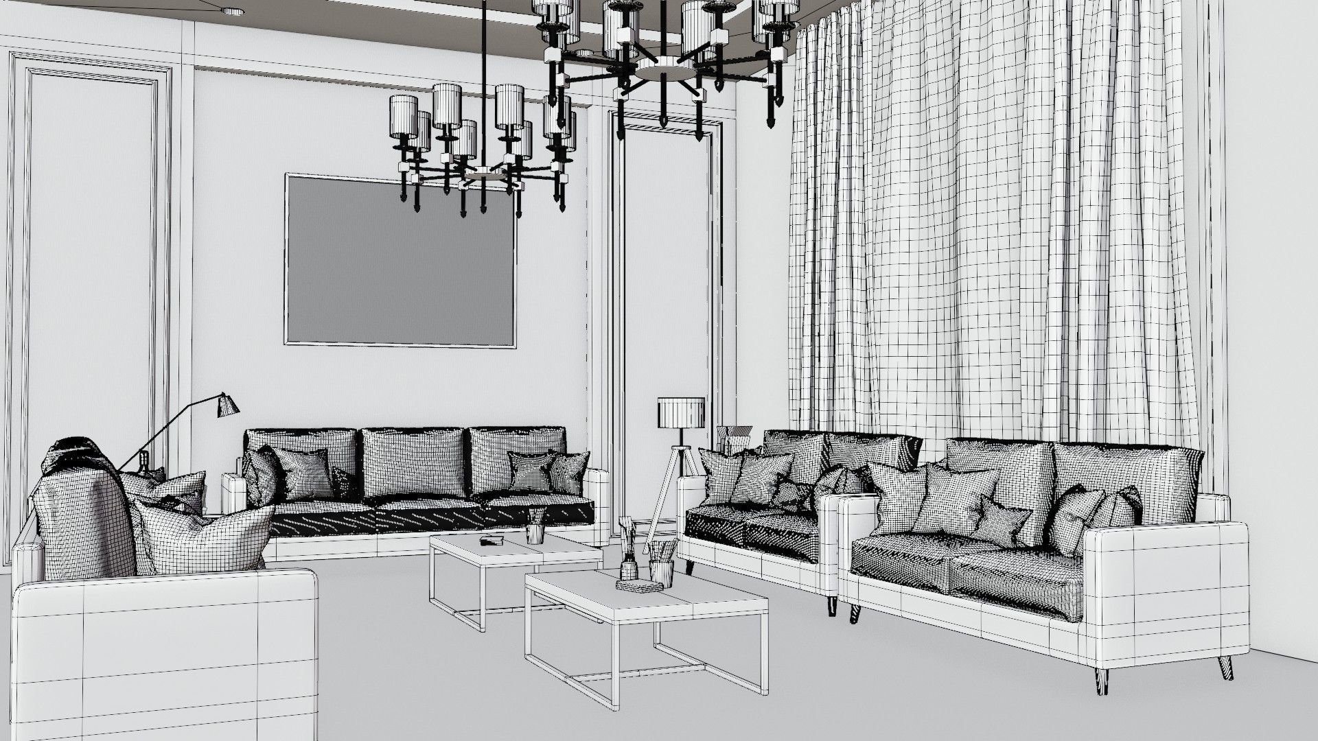 white living room 3D model_11