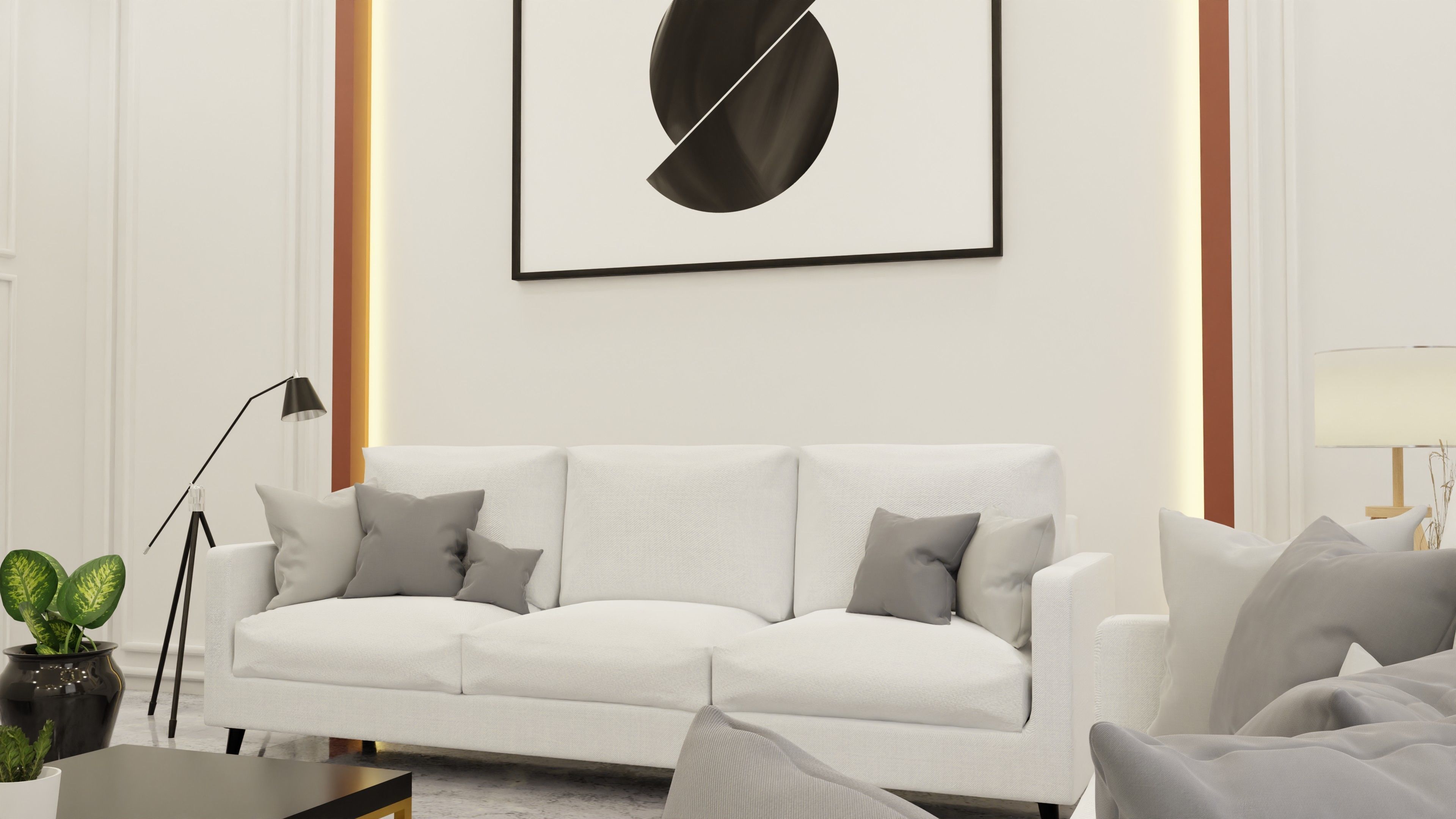 white living room 3D model_4