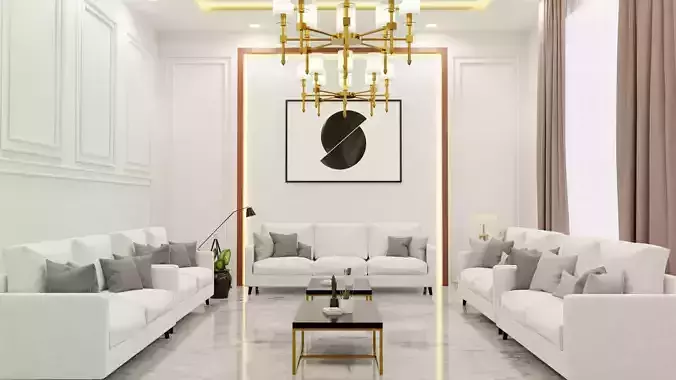 white living room 3D model