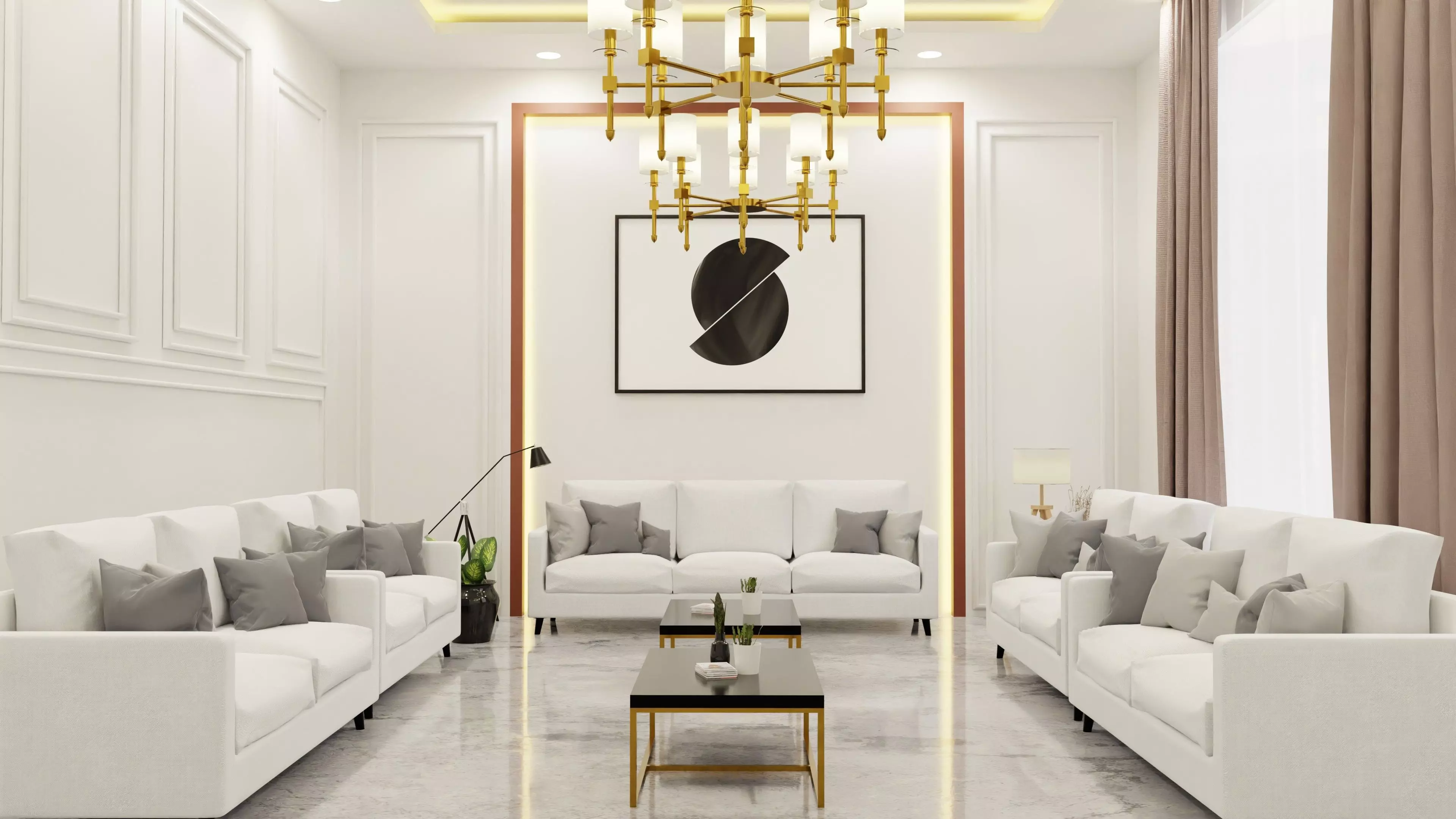 white living room 3D model_0