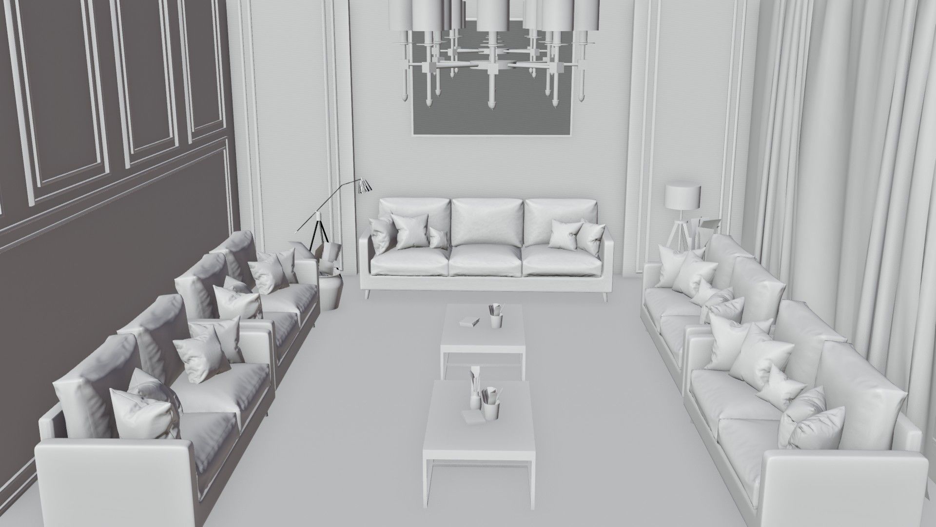 white living room 3D model_7