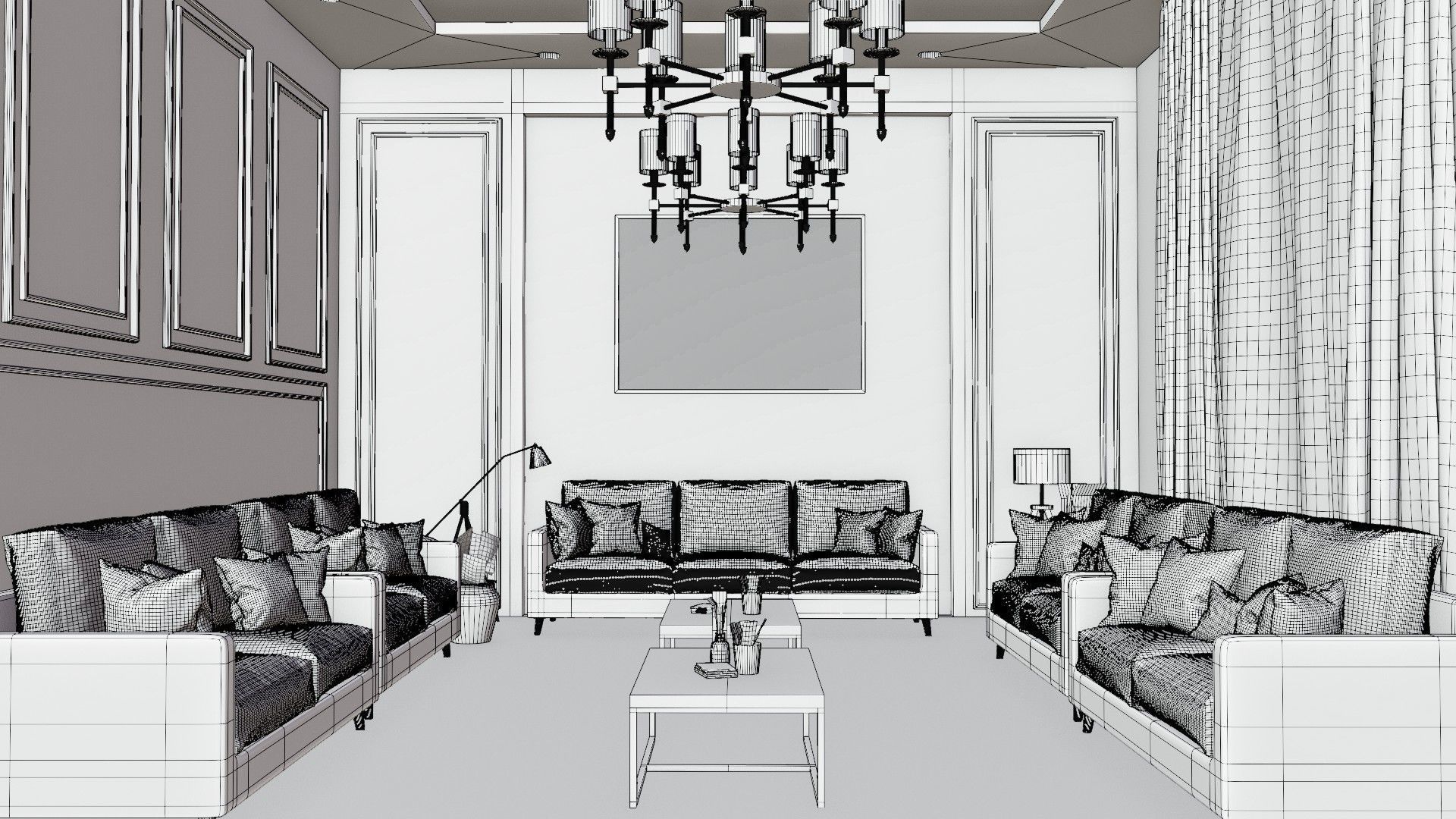 white living room 3D model_10