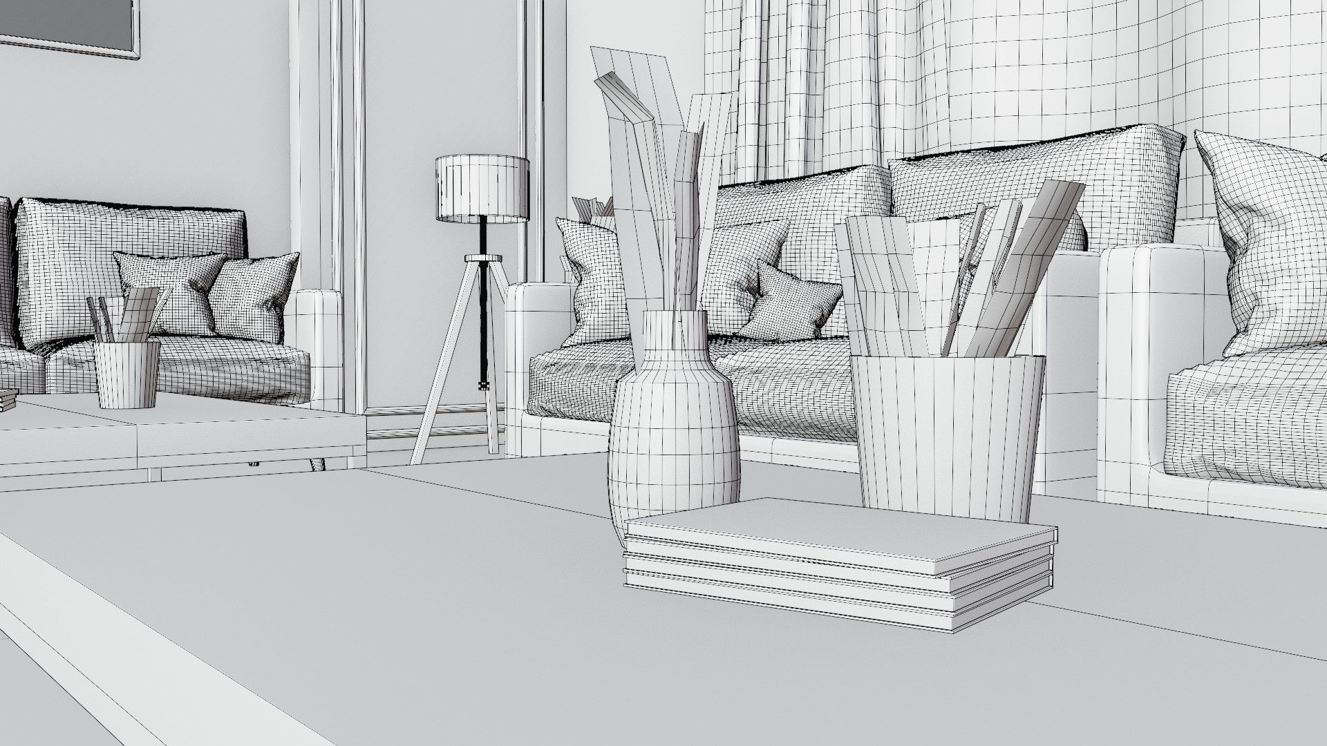 white living room 3D model_13