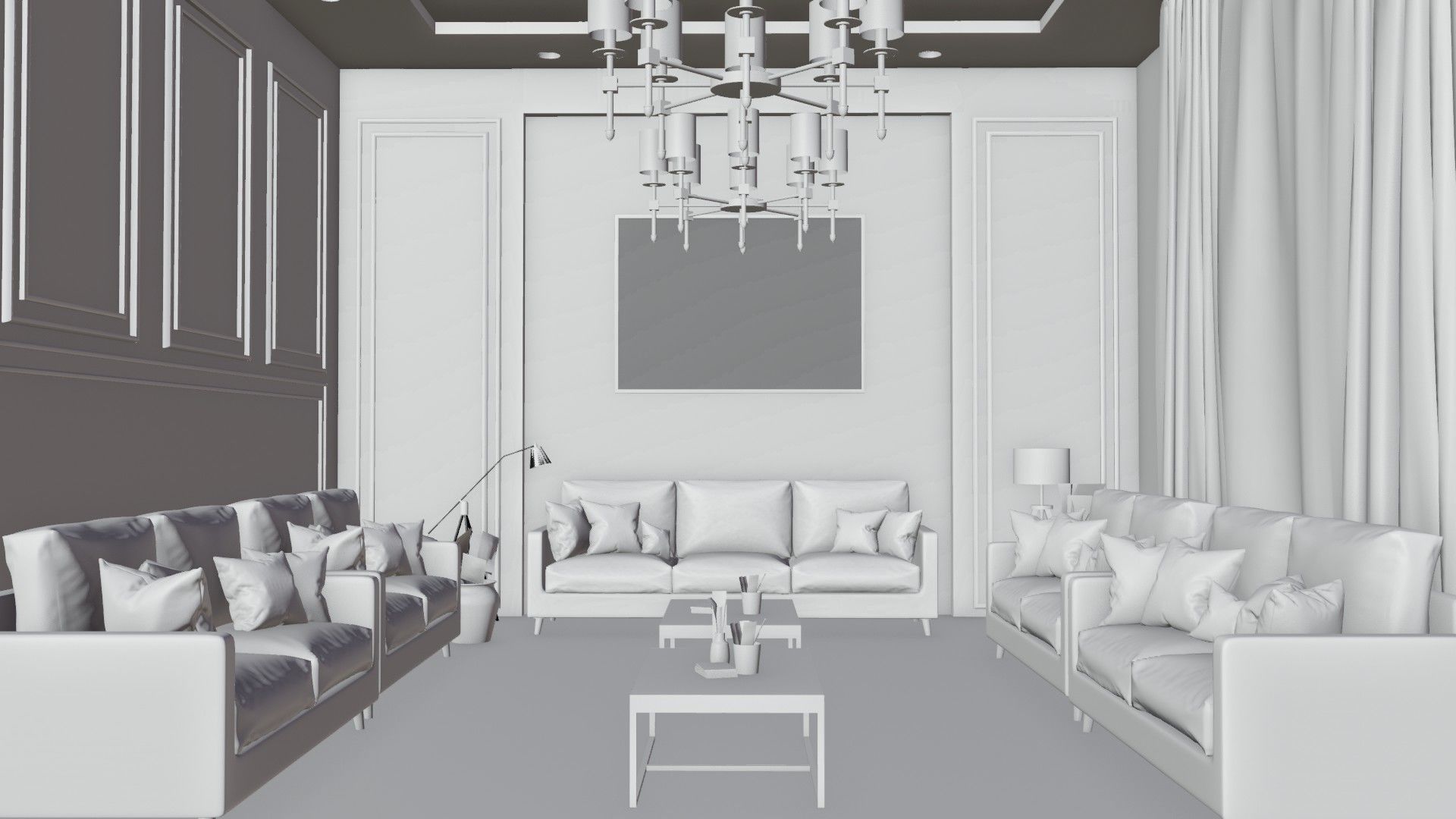 white living room 3D model_5