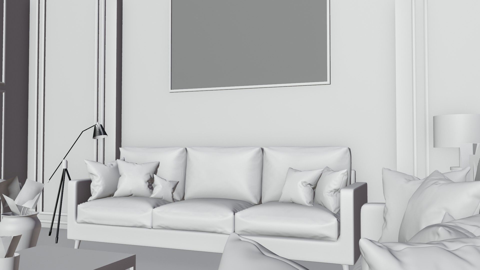 white living room 3D model_9