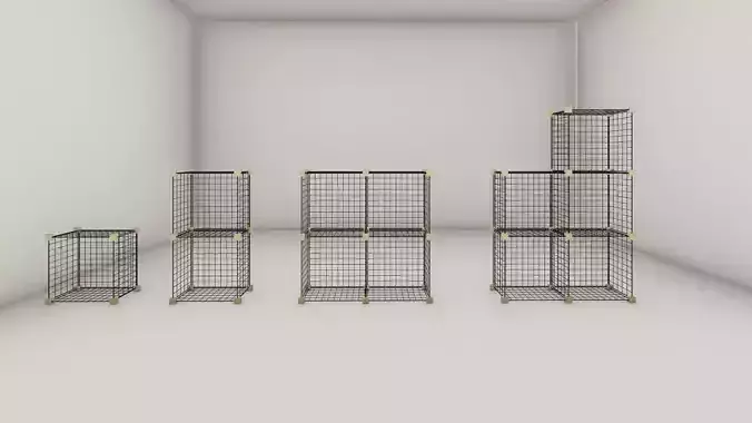 shelf set of wire baskets