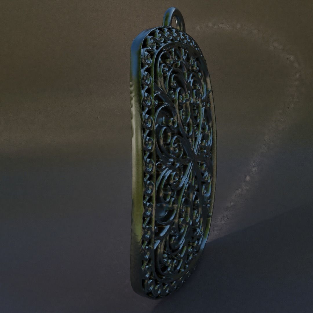 pendant with rococo decorations 3D print model_2