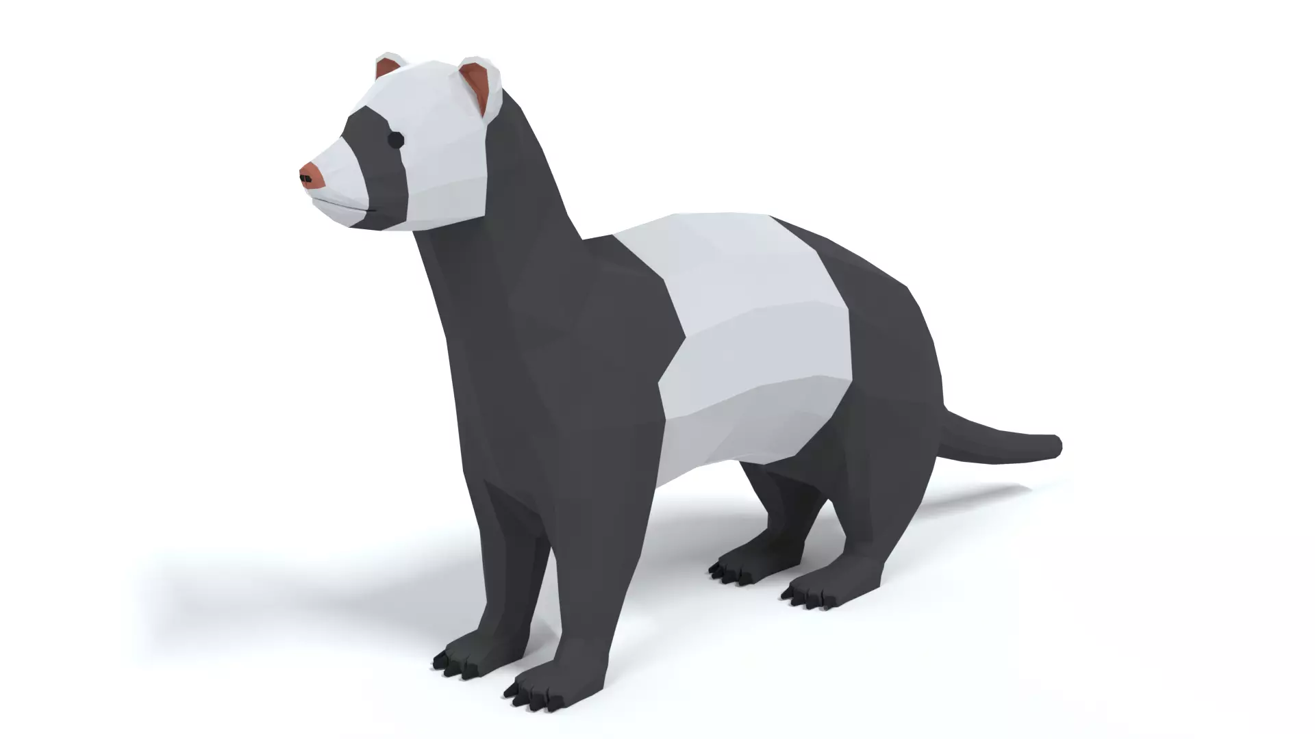 Low Poly Cartoon Ferret Low-poly 3D model