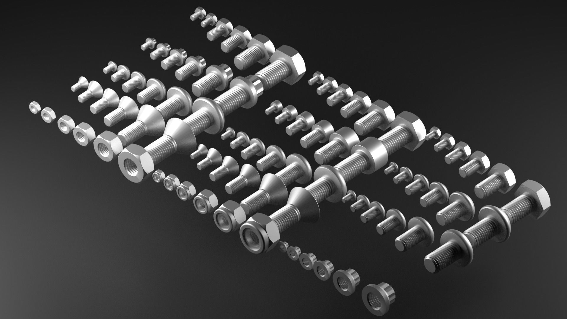 Bolts And Nuts Collection 3D model_7