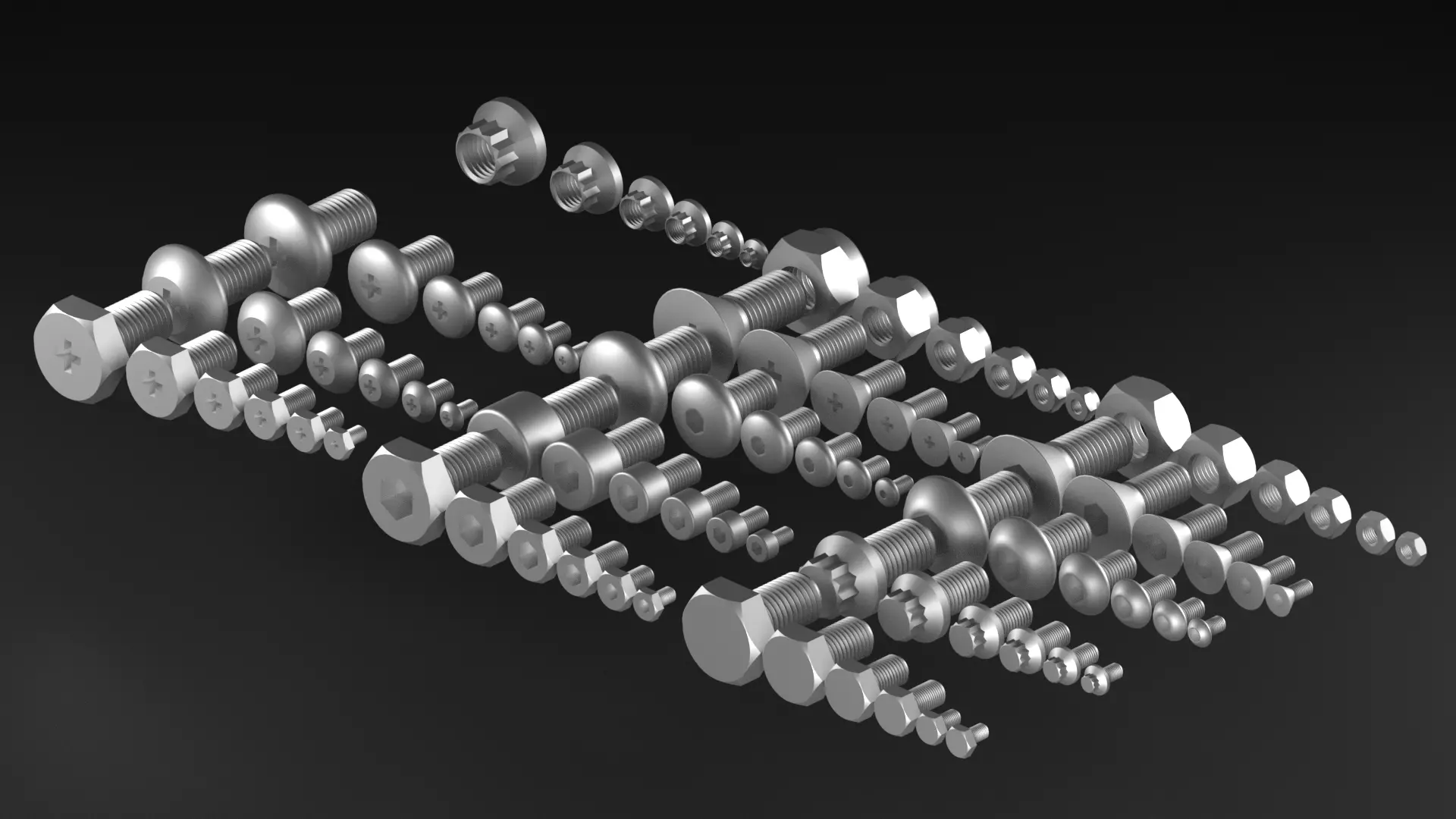 Bolts And Nuts Collection 3D model_0