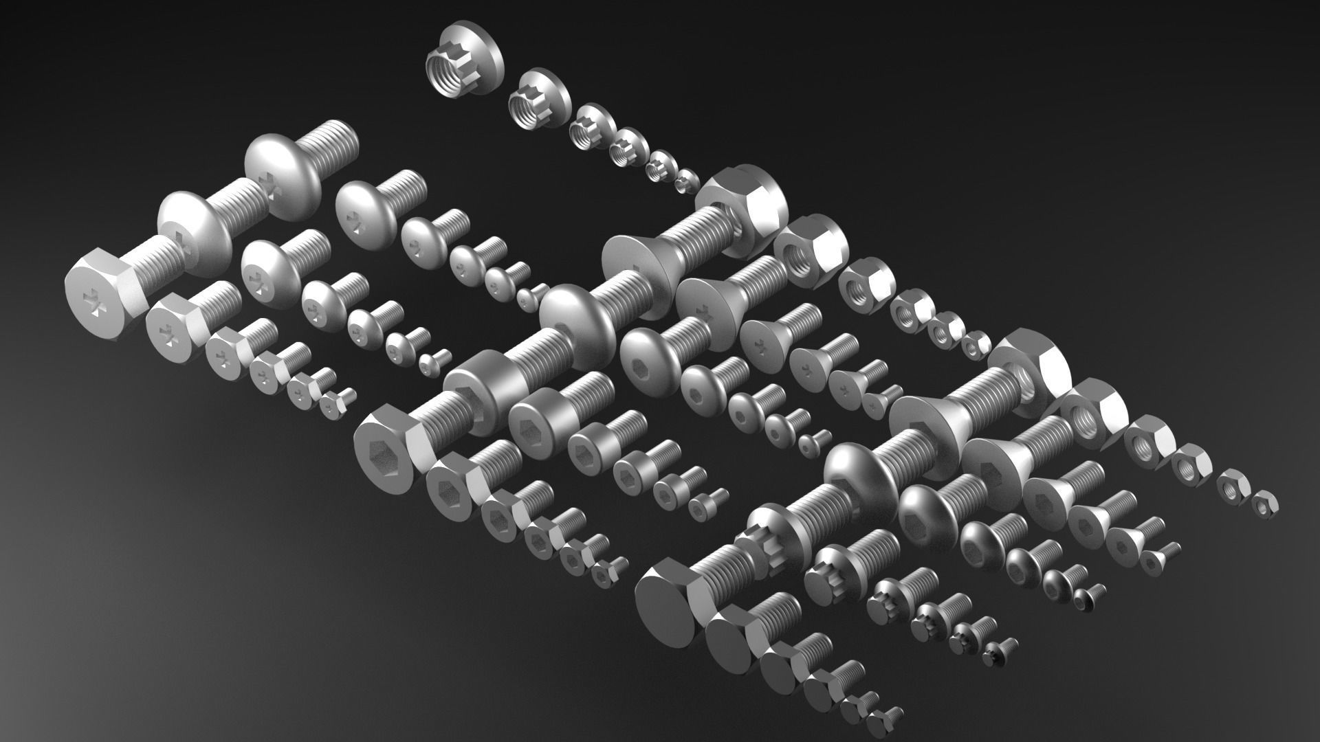 Bolts And Nuts Collection 3D model_5