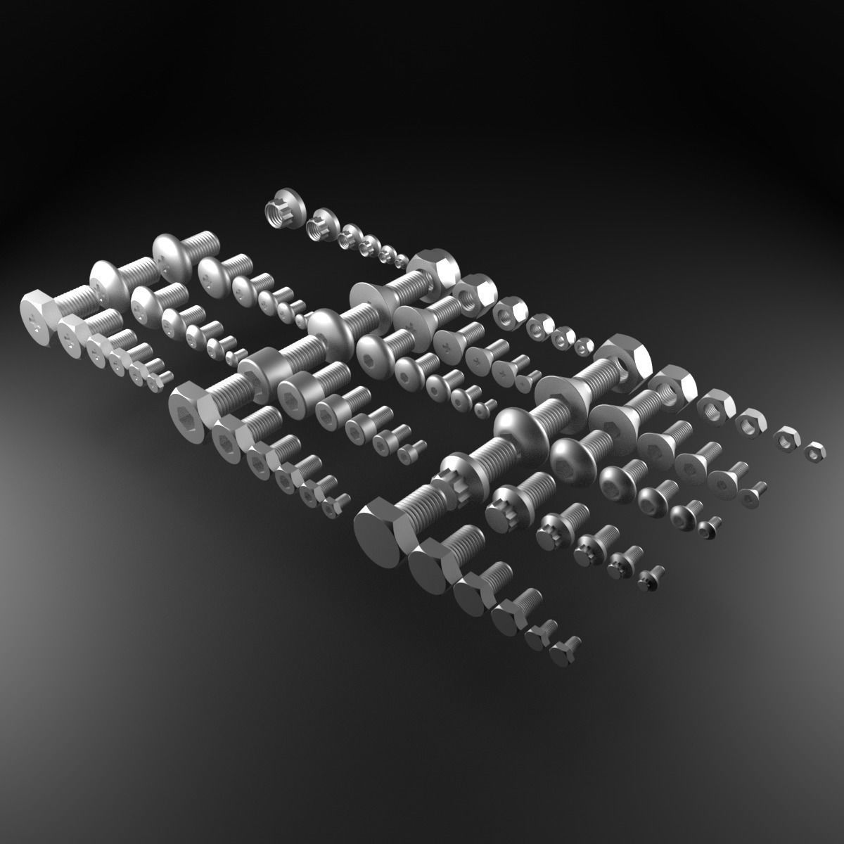 Bolts And Nuts Collection 3D model_10